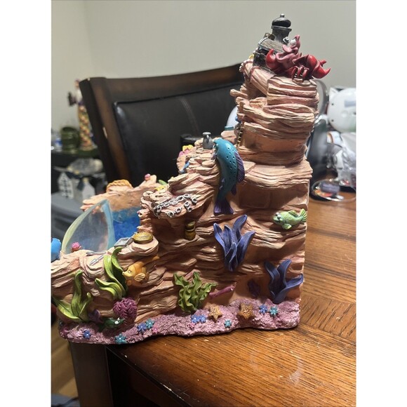 Disney The Little Mermaid Ariel Sebastian Snow Globe Fountain Works Some Damage - Picture 10 of 16